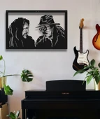 BARIŞ MANÇO CEM KARACA PORTRELİ ÇERÇEVELİ METAL DUVAR DEKORU - 2