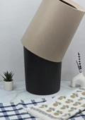 Poşet Göstermeyen Çöp Kovası - 2 Parça Plastik Çöp Kovası - Banyo, Mutfak - 8 Litre - 9