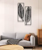 2 YAPRAK FİGÜRLÜ ÇERÇEVELİ METAL DUVAR DEKORU - 3