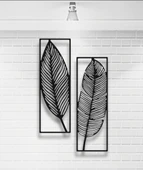 2 YAPRAK FİGÜRLÜ ÇERÇEVELİ METAL DUVAR DEKORU - 1