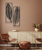 2 YAPRAK FİGÜRLÜ ÇERÇEVELİ METAL DUVAR DEKORU - 2