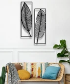 2 YAPRAK FİGÜRLÜ ÇERÇEVELİ METAL DUVAR DEKORU - 4