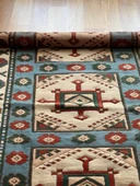 84x264 cm El Dokuma Uzun Yolluk, Mavi Bej Renkli Harika Kondisyonlu Yolluk, Vintage Severler için Ev Dekoru - 9