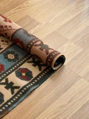 84x264 cm El Dokuma Uzun Yolluk, Mavi Bej Renkli Harika Kondisyonlu Yolluk, Vintage Severler için Ev Dekoru - 3