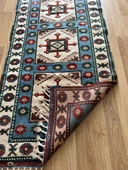 84x264 cm El Dokuma Uzun Yolluk, Mavi Bej Renkli Harika Kondisyonlu Yolluk, Vintage Severler için Ev Dekoru - 7