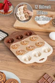 Porsima 185 Silikon Kurabiye Tatlı Kalıbı, Silikon Kalıp Seti, 12'li Mini Kek Kalıbı, Çikolata Pişirme Kalıp - 3