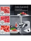 Harlem Pro Force Meat Grinder 3000 W Et Kıyma Makinesi, Sucuk, Sosis, İçli Köfte Aparatlı - 3