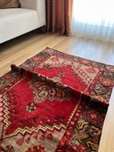 96x142 cm Kırmızı Renk El Dokuma Türk Halı, Harika Desenli ve Kondisyonlu Türk Kilim, Vintage Severler için Yün Halı - 5