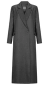 Whenever Company Gri Kruvaze Yün Efektli Uzun Palto - 1