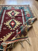 110x150 cm Küçük Boy Canlı Renkli Kilim, Harika Desenli ve Kondisyonlu, Vintage Severler için Ev Hediyesi - 7