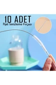 10 Adet Metal Krom Pipet Klavye Temizleme Fırçası Çubuğu Teli - 1
