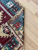 110x150 cm Küçük Boy Canlı Renkli Kilim, Harika Desenli ve Kondisyonlu, Vintage Severler için Ev Hediyesi - 8