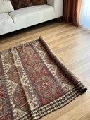 130x205 cm El Dokuma Geleneksel Türk Kilimi, Ender Desenli 35 Yaş Vintage Kilim,  Yıkanabilir Rustik Stili Kilim - 3