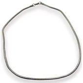 Gümüş Renk Unisex Snake Zincir (4 mm) 60 cm. Çelik Kolye- 3141 - 4