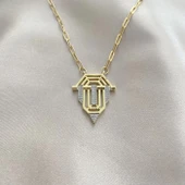 Altın Renk Serenay Leyla Kolye Gold Bijuteri Kolye- 3182 - 2