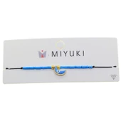 Altın Renk Mavi Mineli Yarım Ay Model Miyuki Bileklik - 2958 thumbnail 2