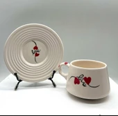 Tardan Betty El Yapımı Love Desenlı Tabaklı Fincan ( 1 Adet ) - 3