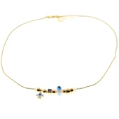 Altın Renk Beyaz Kuş Pandora Model Zirkon Kolye - 3006 - 1