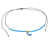 Altın Renk Mavi Mineli Yarım Ay Model Miyuki Bileklik - 2958 thumbnail 1