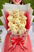 Sevgiliye Özel Peluş Ayıcık Buketi - 9 Adet Yumoş Peluş Ayılı Buket Özel Büyük Kutusunda thumbnail 6