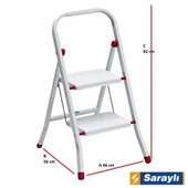 Saraylı Pratik Metal Merdiven Beyaz 2 Basamaklı - 8