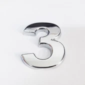 Cemax 3 Rakamı 3,75 cm Krom Yapışkanlı - 1