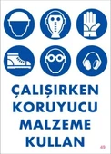 Koruyucu Malzeme Kullan Uyarı Levhası 25x35 KOD:49 - 2