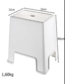 Geseus Banyo Taburesi  Büyük Boy Çok amaçlı Tabure-129-Beyaz - 2
