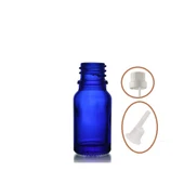 10ml mavi cam içten damlalıklı şişe beyaz kapak, 12 adet, damlalıklı şişe, damlatmalı şişe - 1