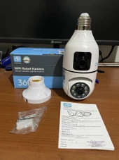 4MP  ( 2+2 ) Çift Lens Wifi Kablosuz Ampul Kamera Okam Pro Uyumlu thumbnail 3