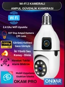 4MP  ( 2+2 ) Çift Lens Wifi Kablosuz Ampul Kamera Okam Pro Uyumlu thumbnail 4