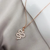 925 Ayar Gümüş Taşlı Yılan Kolye thumbnail 6