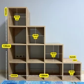 Mukotoys Basamak Raf Kitaplık Mdf 130x130 - 1