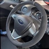DİKİŞLİ DİREKSİYON KILIFI KARBON NUBUK DERİ GRİ YÜZÜK GRİ DİKİŞ FORD CURRİER İÇİN - 1