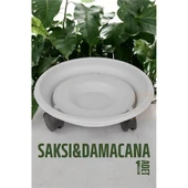 ModaCar Tekerlekli Saksı Altığı 37 CM BEYAZ - 1