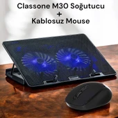 Classone M30 Mavi Led 15.6' Oyuncu Notebook Soğutucu + Kablosuz Mouse - 1