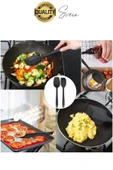 6 Parça Silikon Spatula Fırça Kaşık Bıçak Yemek Hazırlık Pasta Mutfak Seti Yanmaz Yapışmaz Siyah - 5