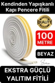 Kalın Kauçuk 2x50=100 Mt Ekstra Uzun Beyaz Kapı Pencere Fitili Soğuk Koruyucu Geçirmez İzolasyon thumbnail 1