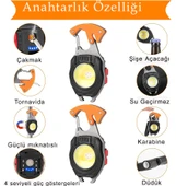 FX-260 Çok Fonksiyonlu Anahtarlık Kamp Lambası, Çakmaklı LED Fener, Mıknatıslı Mini Fener - 2