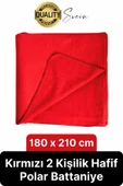 180x210 cm 2 Kişilik Sıcacık Kışlık Polar Yumuşak Rahat Konforlu Kırmızı Renk Hafif TV Battaniyesi - 1