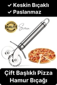 Paslanmaz Yüksek Kaliteli Uzun Ömürlü Çift Taraflı Hamur Pizza Börek Kesme Bıçağı Duvara Asılabilir - 1