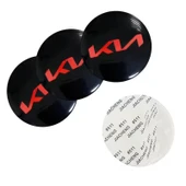 KIA YENİ NESİL LOGO 56 MM 4 ADET  DAMLA JANT GÖBEK STICKER (KIRMIZI-SİYAH) thumbnail 1