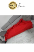 180x210 cm 2 Kişilik Sıcacık Kışlık Polar Yumuşak Rahat Konforlu Kırmızı Renk Hafif TV Battaniyesi - 4