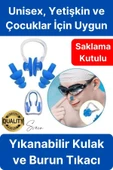 Kulak ve Burun Tıkama Seti Deniz Havuz İçin Su Kaçmasını Önleyici Tıkaç Yüzücü Tıkacı Silikon - 1