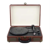 Ayt Magicvoice PU16 Retro Vintage Çanta Pikap Çalar Gramafon Radyo Bluetooth Usb Mp3 Çalar 35x26x12 Cm - 6