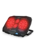 S18 Laptop Soğutucu 4 Fanlı Notebook Soğutucu 6 Kademeli Hız Ayarı Kırmızı LED Aydınlatmalı Pc Soğutucu - 1