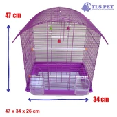 Tls Pet Muhabbet Kuşu Kafesi İki Kapılı Renkli 47 x 34 x 26 Cm - 4