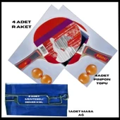 Uyguna-Yakala 4 Adet+4 Top+ag Demir Masa Tenisi Raketi-MLZ.032 - 1