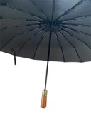 Yüksek Kaliteli 16 Tel Ahşap Saplı Şemsiye Otomatik Rüzgarda Kırılmaz Şemsiye - 3