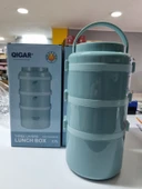 Tantitoni 3 Katlı Paslanmaz Çelik Yuvarlak Yemek Taşıma Kabı 2.7 lt Mavi thumbnail 1